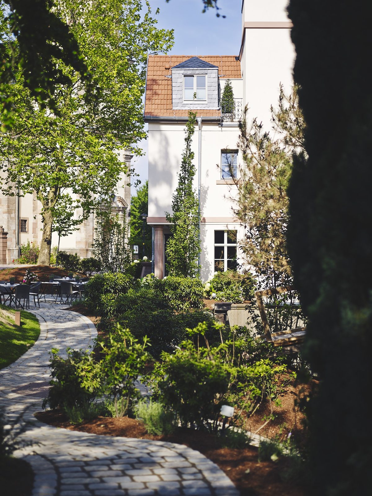 Garten und Terrasse der Auberge de Temple